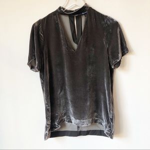 Madewell Dark Metal Velvet Choker Top
